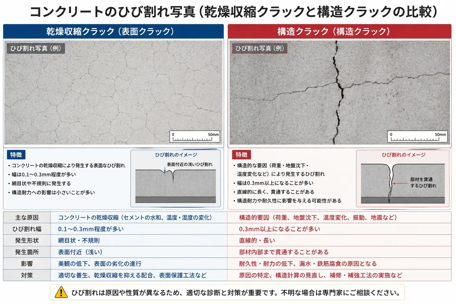 コンクリートのひび割れ防止方法